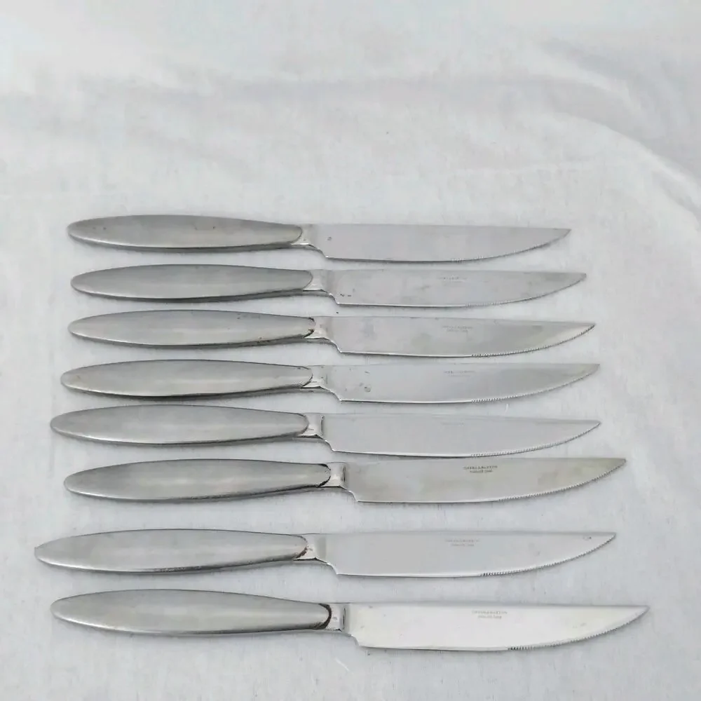 Set of 8 Reed & Barton Stainless Steel Serrated Steak Knives Dinner Cutlery